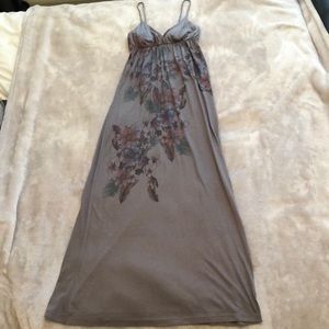 Grey maxi dress with floral detail